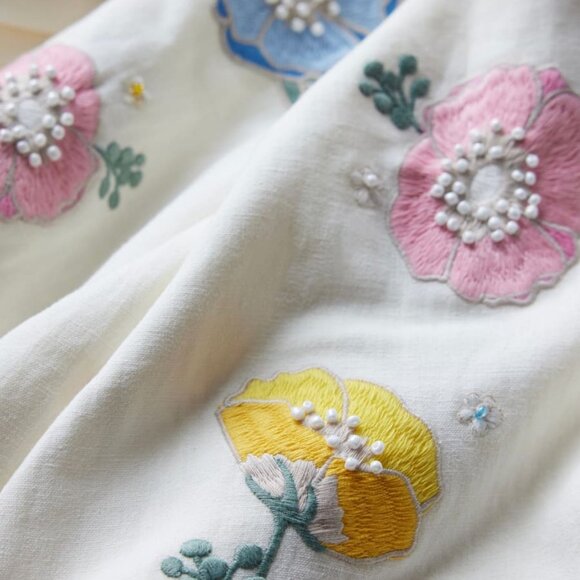 Maureen Beaded Embroidered Mini Skirt - Ivory/Pastel Multi Floral Embroidery & B - Picture 6 of 7